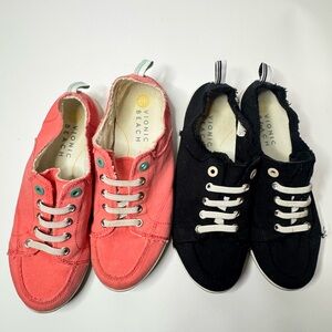 Vionic Beach Canvas Sneaker - Coral & Black